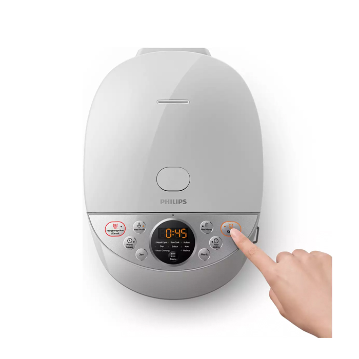  Philips Fuzzy Logic Rice Cooker 1.8 Liter - HD4515/30 - Abu-Abu